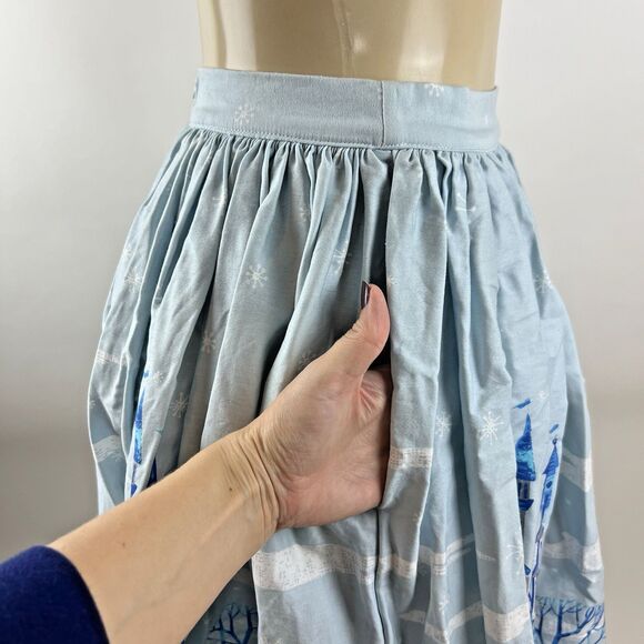 Pinup Couture Jenny Skirt Size S Blue Winter Castle - Picture 5 of 14